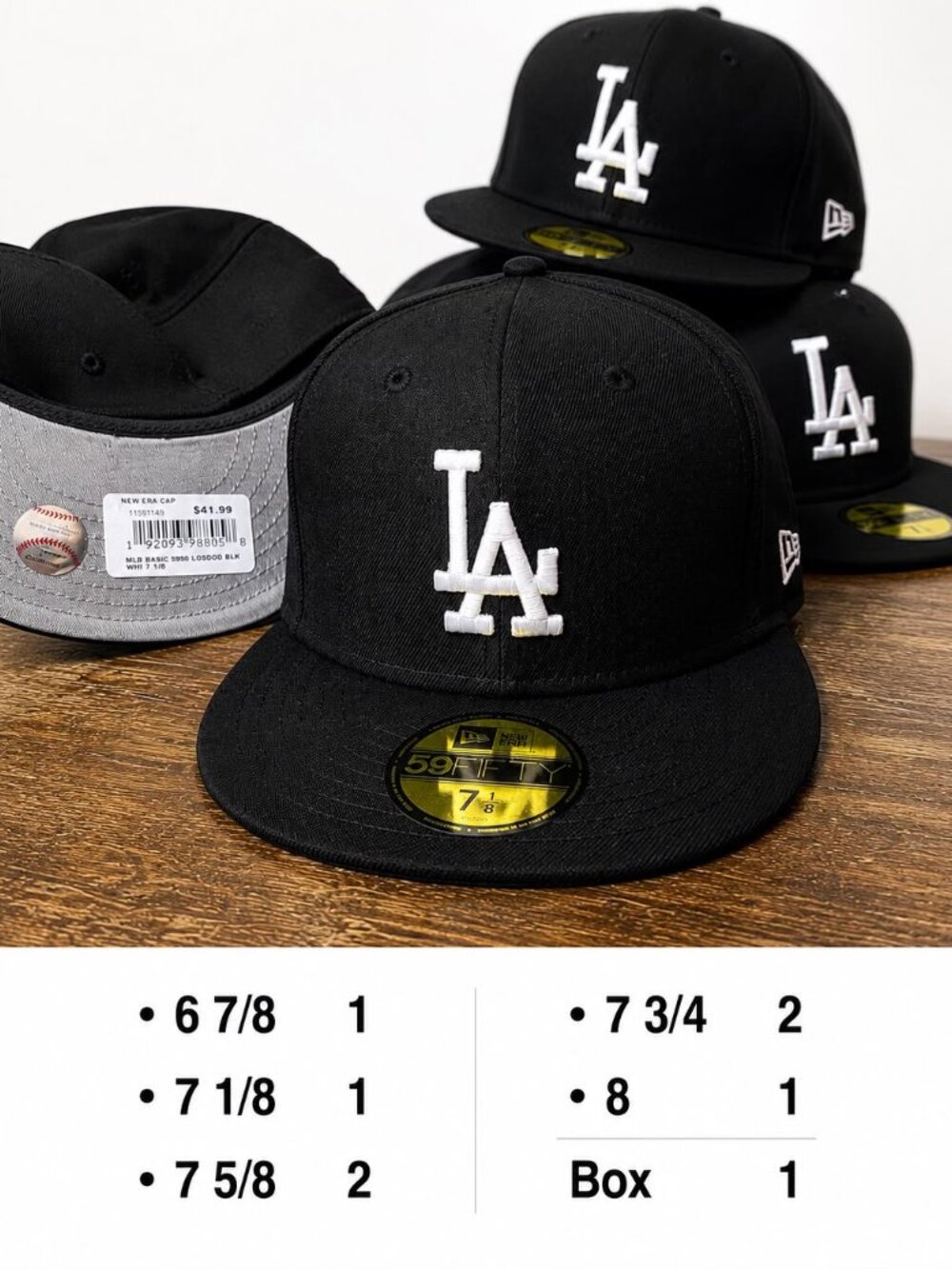 NWT New Era Los Angeles Dodgers 59FIFTY Fitted Hat Black White